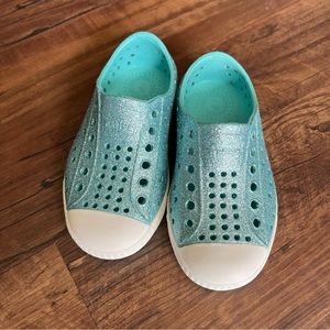 Native Shoes Jefferson Bling size C7 girls toddler blue glitter sneakers NWOT